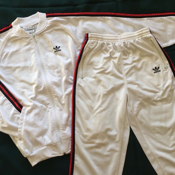 adidas tracksuit black red stripes